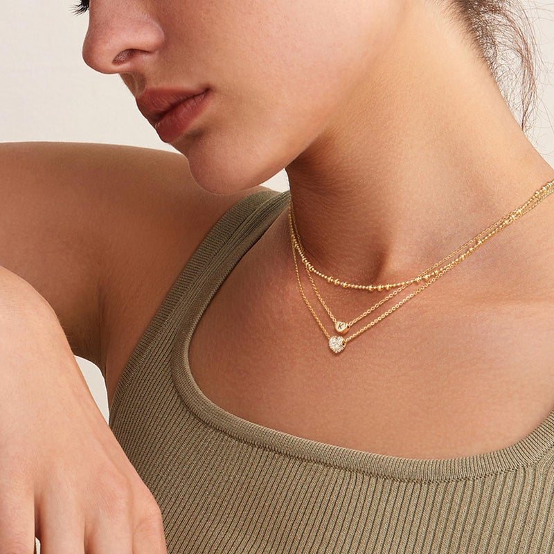 Fettero Tiny Gold Initial Heart Necklace-14K Gold Plated Handmade Dainty Personalized Letter Heart Choker Necklace For Women Necklace Jewelry - Image 2